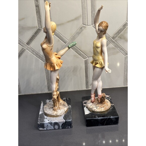 TWO Vintage Simonetti Depose Italy Ballerina Figurines #351 & 352 Carrara Marble - Picture 15 of 15